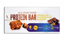 All Good Taste Protein Bar Chocolate Blackcurrant Almond  Box  45 grams